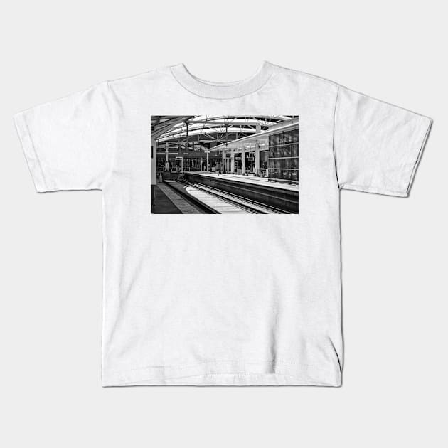 The Covered Train Station Platform In Denver Kids T-Shirt by KirtTisdale